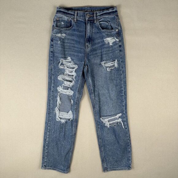 American Eagle Highest Rise 90s Boyfriend Jeans Women’s 2 Blue Denim Stretch‎ - Picture 1 of 16